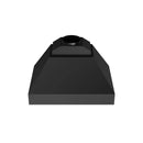Black wall-mount range hood top outlet with hood body and flared base