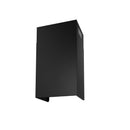 Black range hood side vent panel with hinged filter access cover