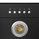 Range hood control panel with knob lights labeled 1–3 and power button