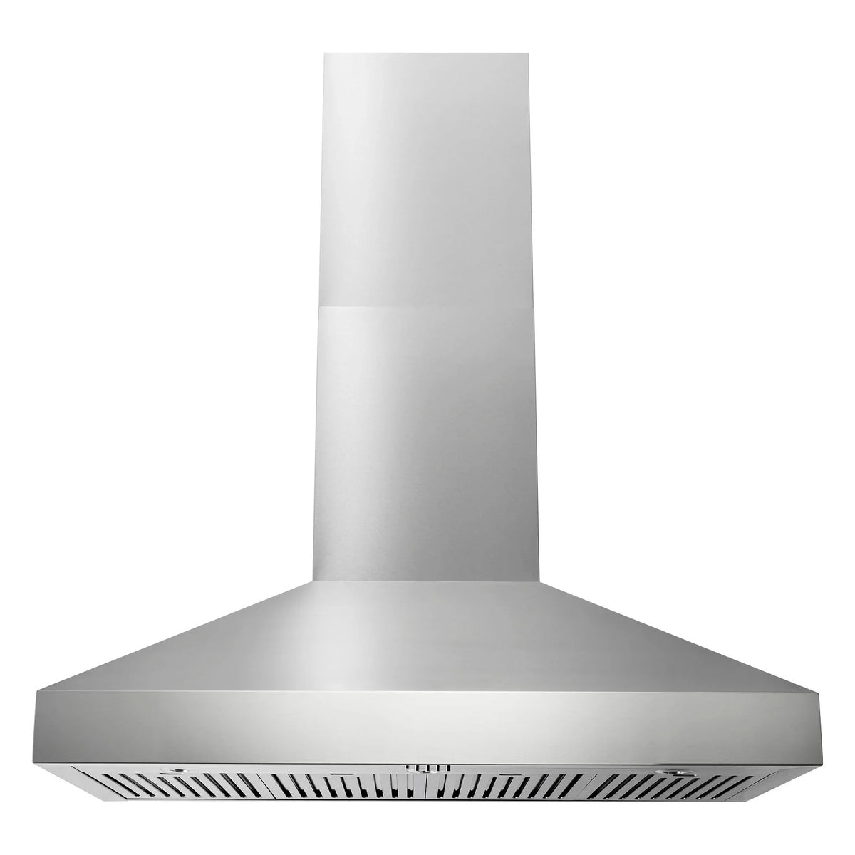Stainless steel wall mount range hood with slotted vent grille