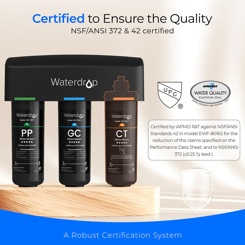 Waterdrop 3-stage Under Counter Direct Connect Filtration System (WD-TSA-10)