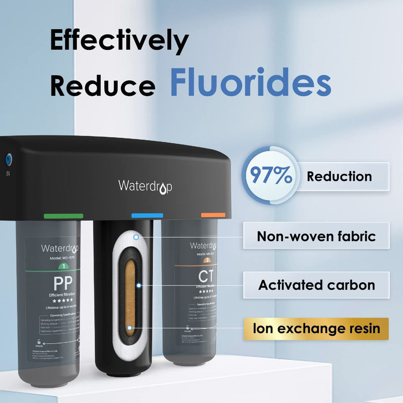 Waterdrop 3-stage Under Counter Water Filter System with Dedicated Faucet (RP-WD-TSB-10-N)