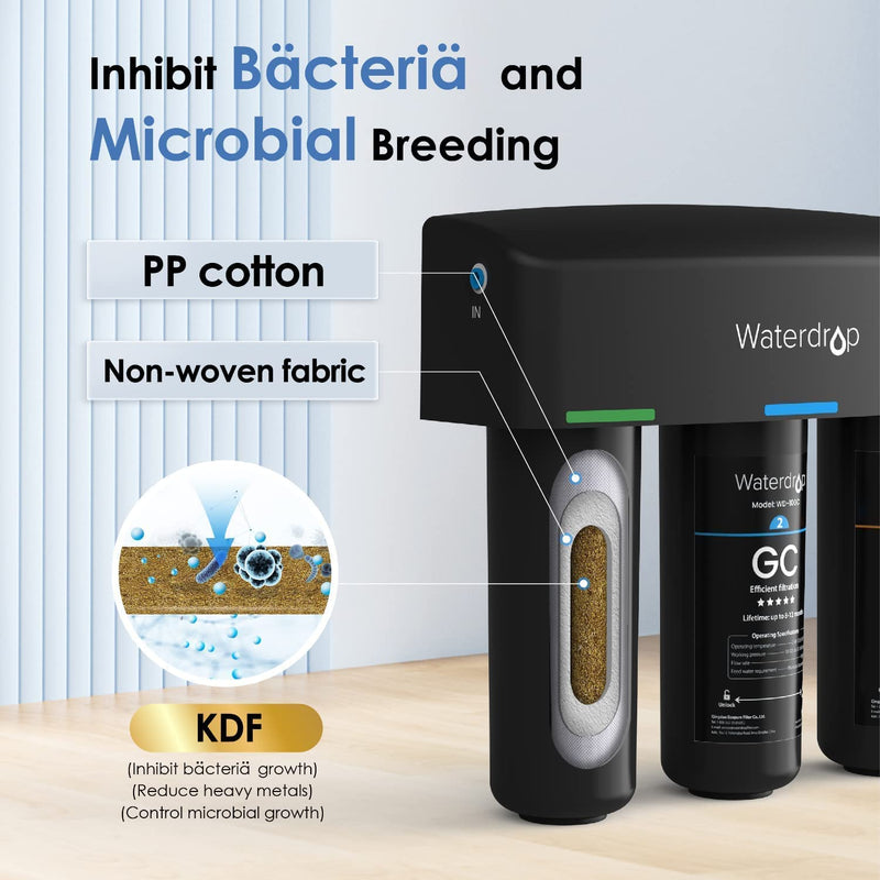 Waterdrop 3-stage Under Counter Water Filter System with Dedicated Faucet (RP-WD-TSB-10-N)
