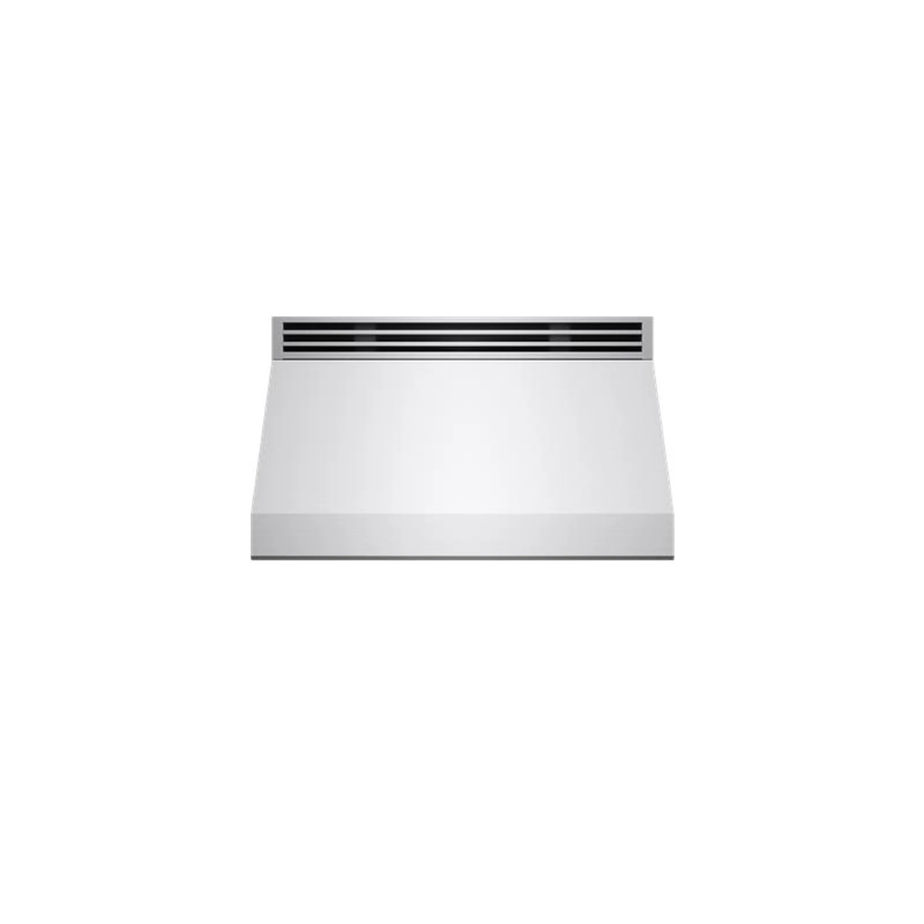 Recirculating range hood kit front panel with vented grille, brushed stainless steel