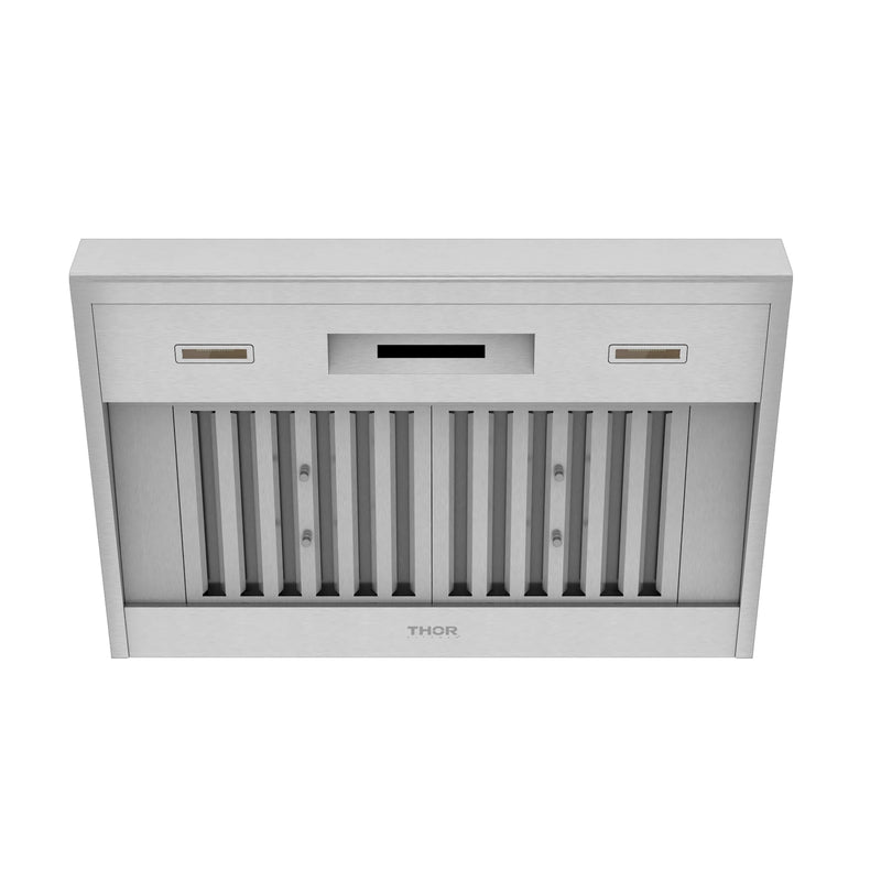 Thor Kitchen 4-Piece Pro Appliance Package - 36-Inch Dual Fuel Range, French Door Refrigerator, Under Cabinet Hood and Dishwasher in Stainless Steel