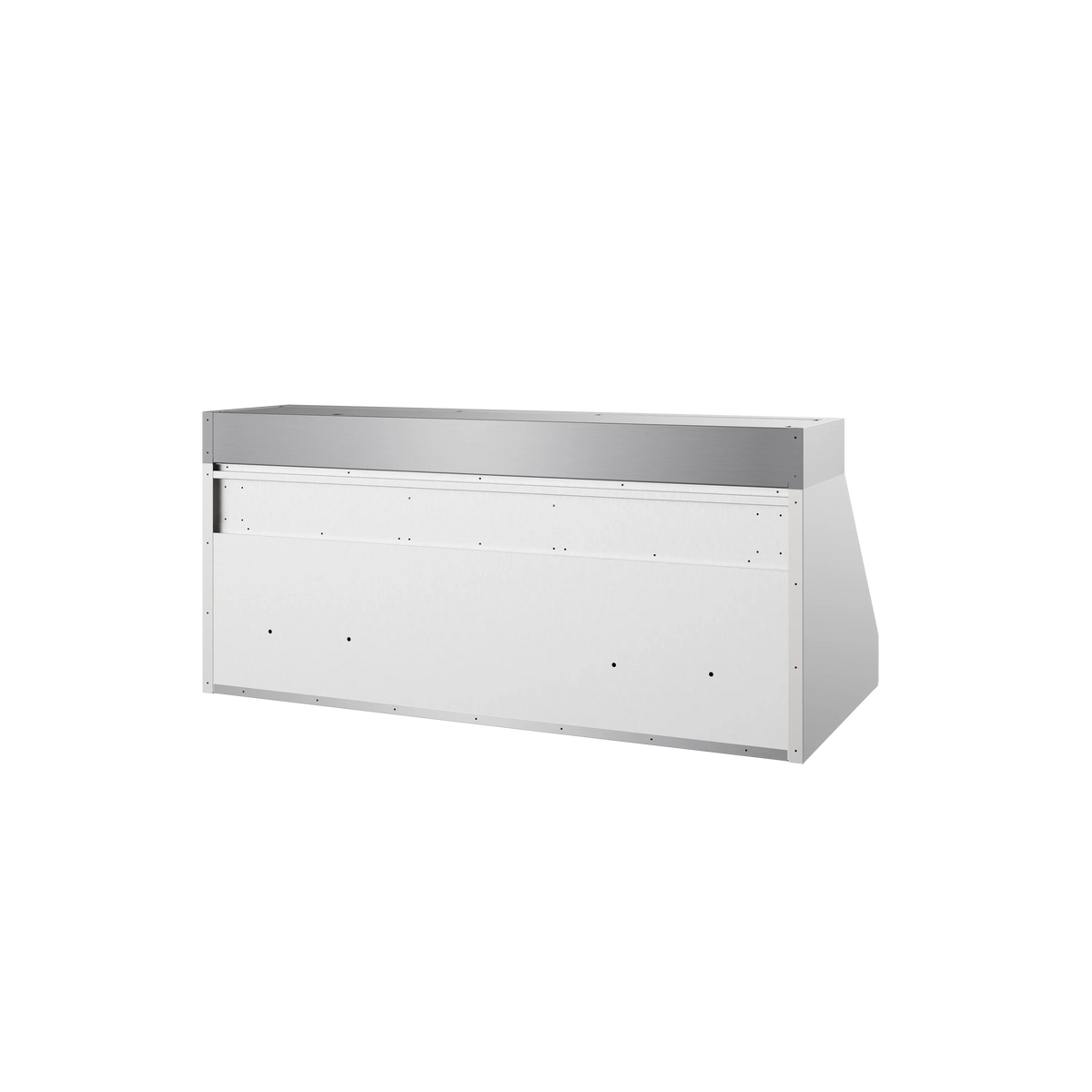 Recirculating range hood kit interior baffle housing panel, vented silver metal