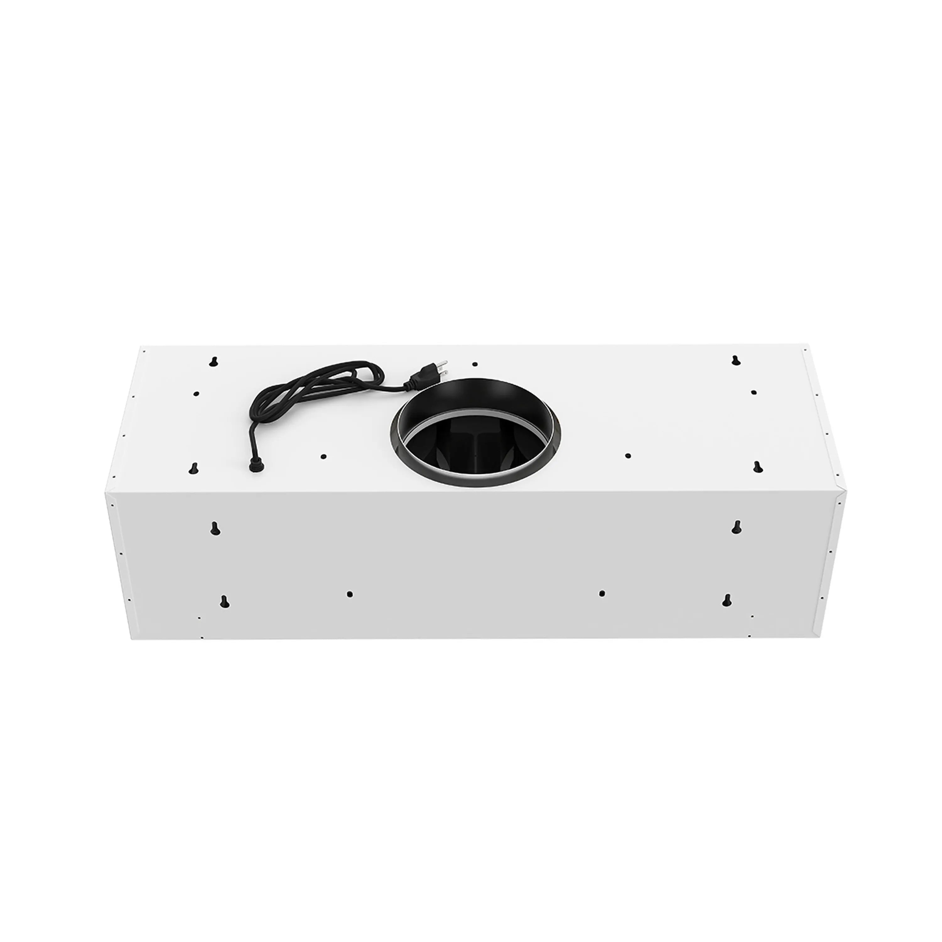 White hood back underside with duct collar opening and power cord
