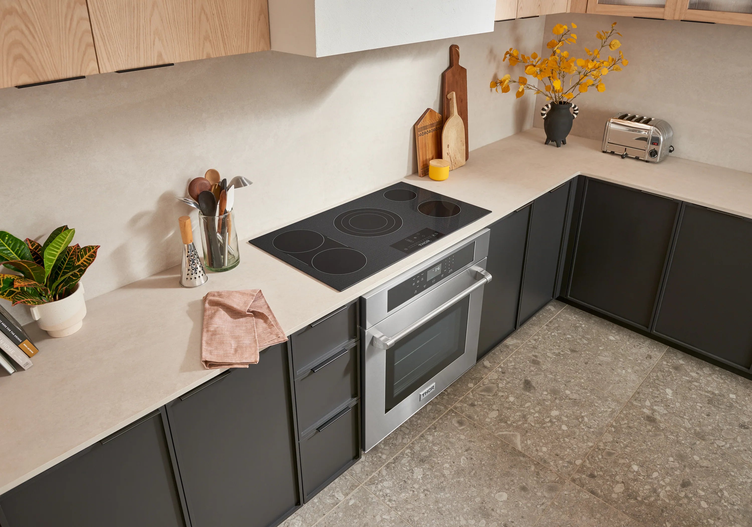Stainless steel built-in wall oven with black glass door, Thor Kitchen