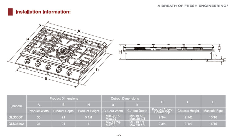 Fotile Tri-Ring Gas Cooktop in Stainless Steel (GLS30501 / GLS36502)