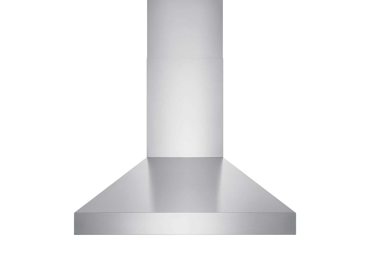 Stainless steel chimney range hood with smooth flared canopy top