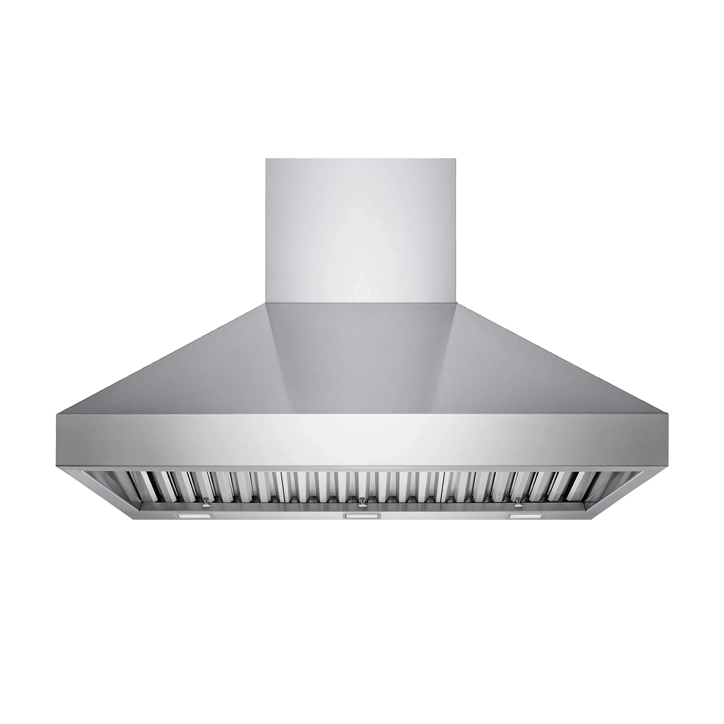 Stainless steel wall mount range hood with chimney duct and baffle filter slots