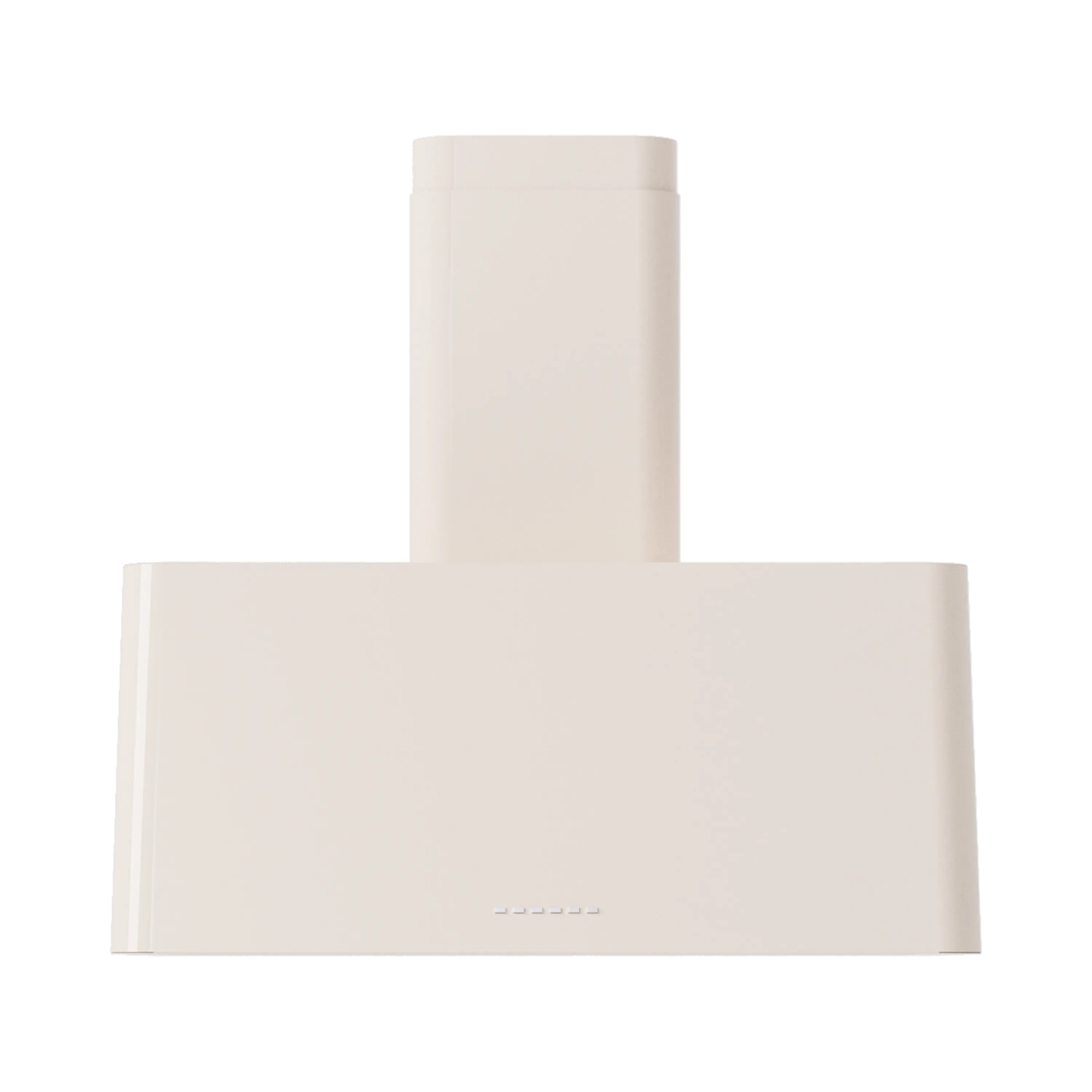 Wall-mounted range hood chimney profile in antique white, front view