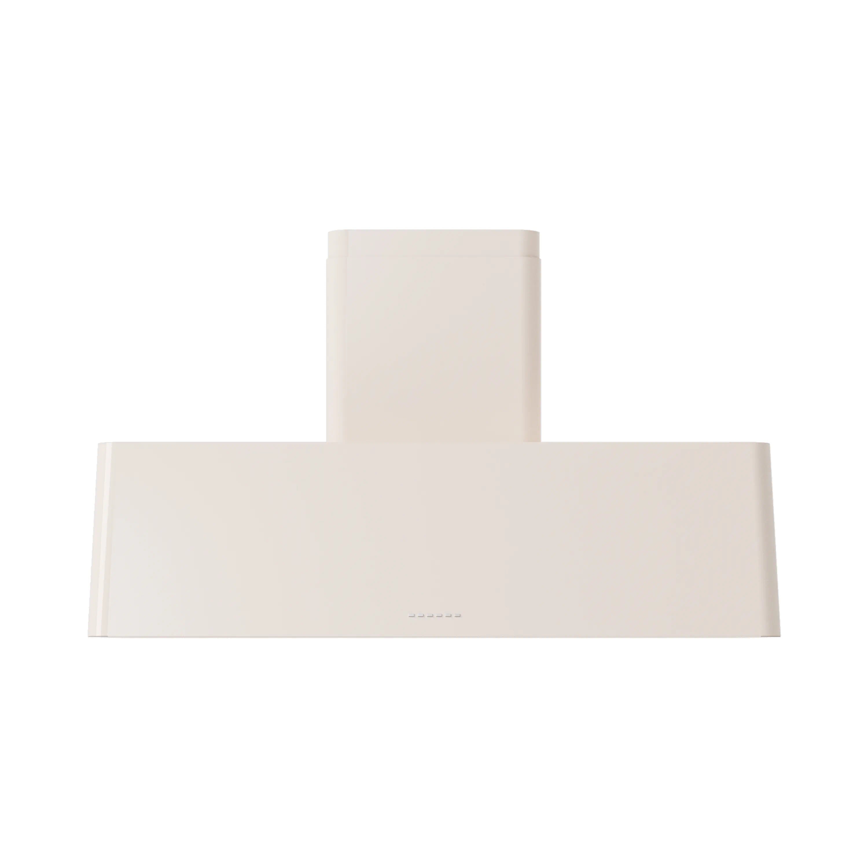 Antique white wall-mounted range hood, flat canopy with vertical chimney