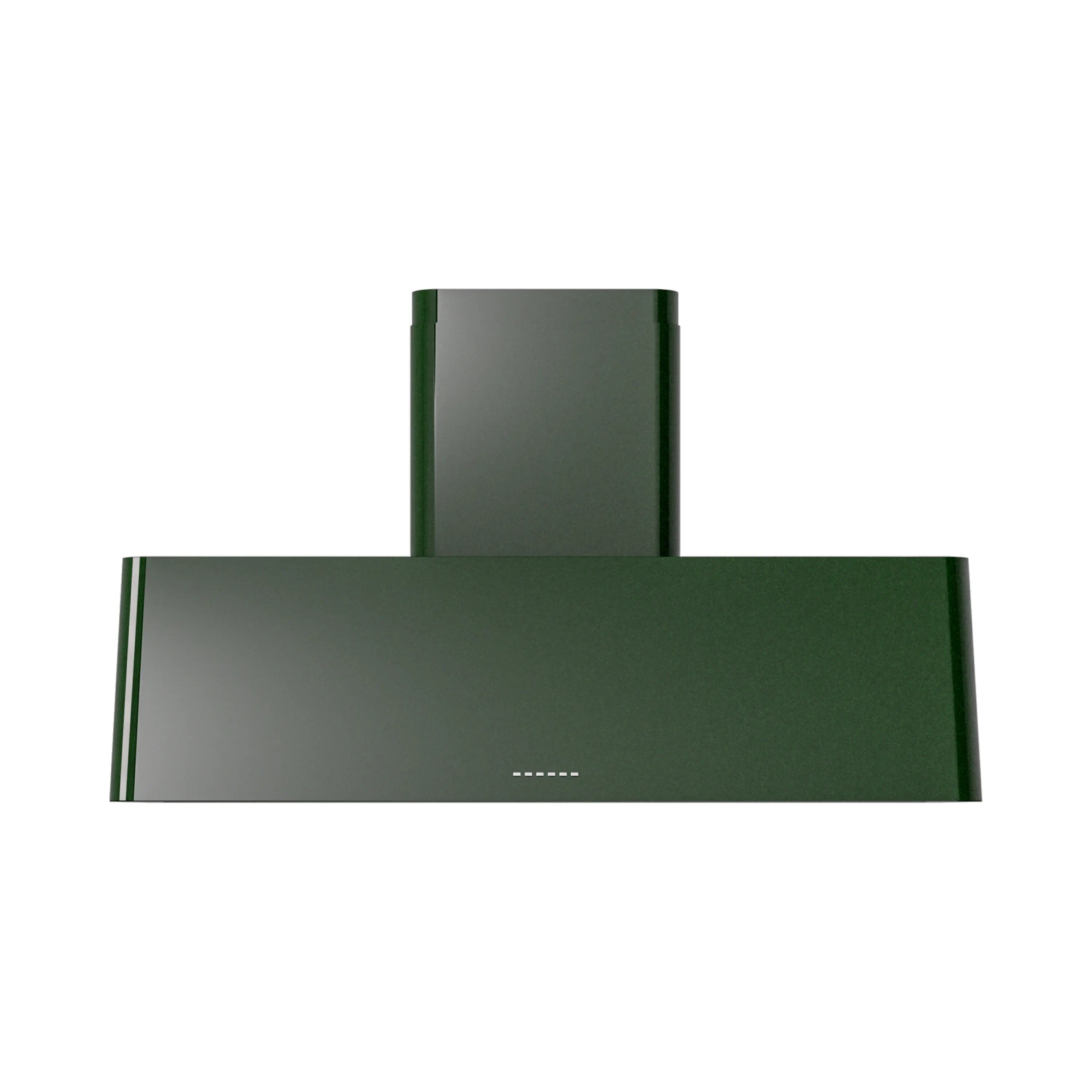 Emerald green wall range hood front panel with central vent control slot
