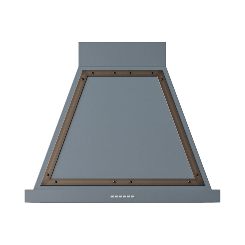 ILVE Nostalgie II 30-Inch 600 CFM Wall Mounted Ranged Hood in Blue Grey with Bronze Trim (UANB30BGB)