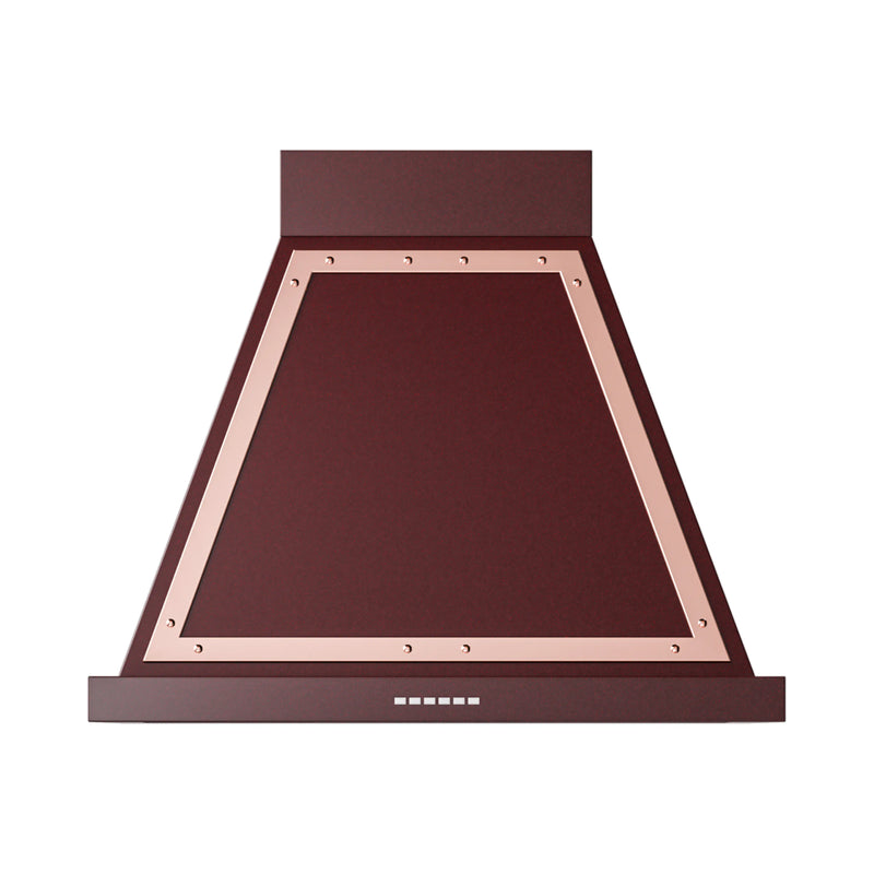 ILVE Nostalgie II 30-Inch 600 CFM Wall Mounted Range Hood in Burgundy with Copper Trim (UANB30BUP)