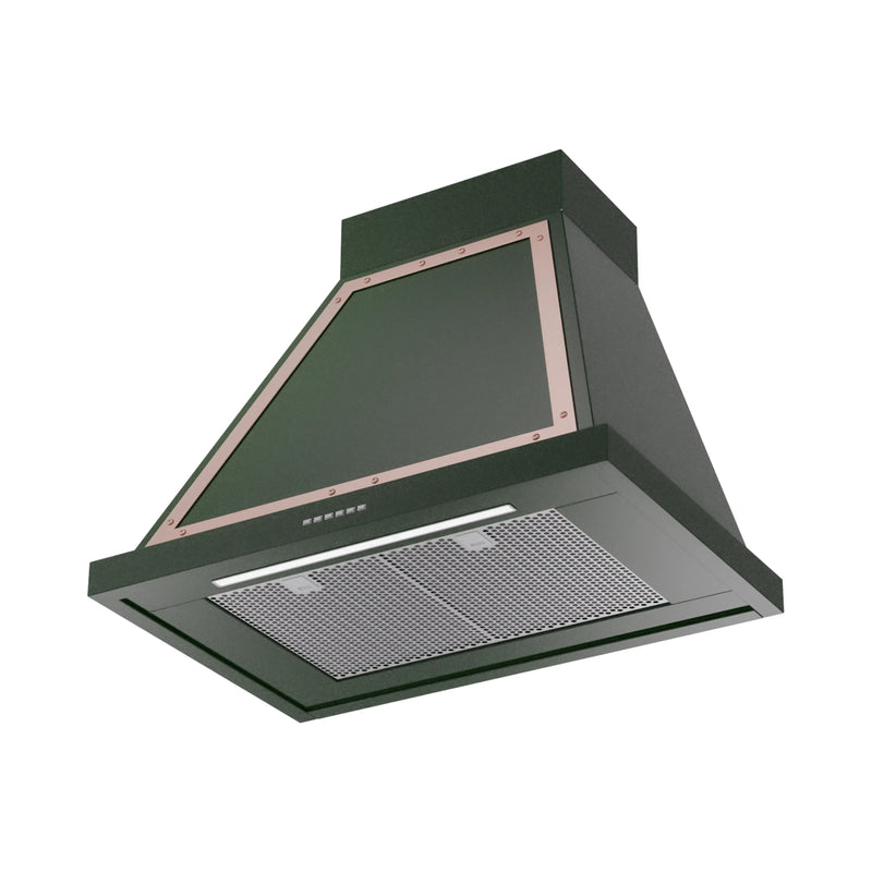 ILVE Nostalgie II 30-Inch 600 CFM Wall Mounted Range Hood in Emerald Green with Copper Trim (UANB30EGP)