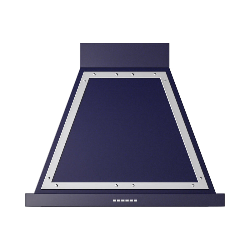 ILVE Nostalgie II 30-Inch 600 CFM Wall Mounted Range Hood in Midnight Blue with Chrome Trim (UANB30MBC)