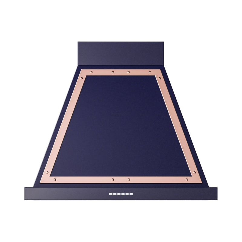 ILVE Nostalgie II 30-Inch 600 CFM Wall Mounted Range Hood in Midnight Blue with Copper Trim (UANB30MBP)