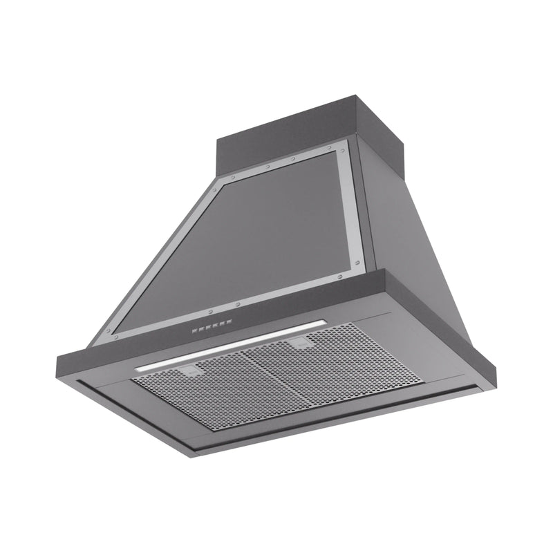 ILVE Nostalgie II 30-Inch 600 CFM Wall Mounted Range Hood in Graphite Matte with Chrome Trim (UANB30MGC)