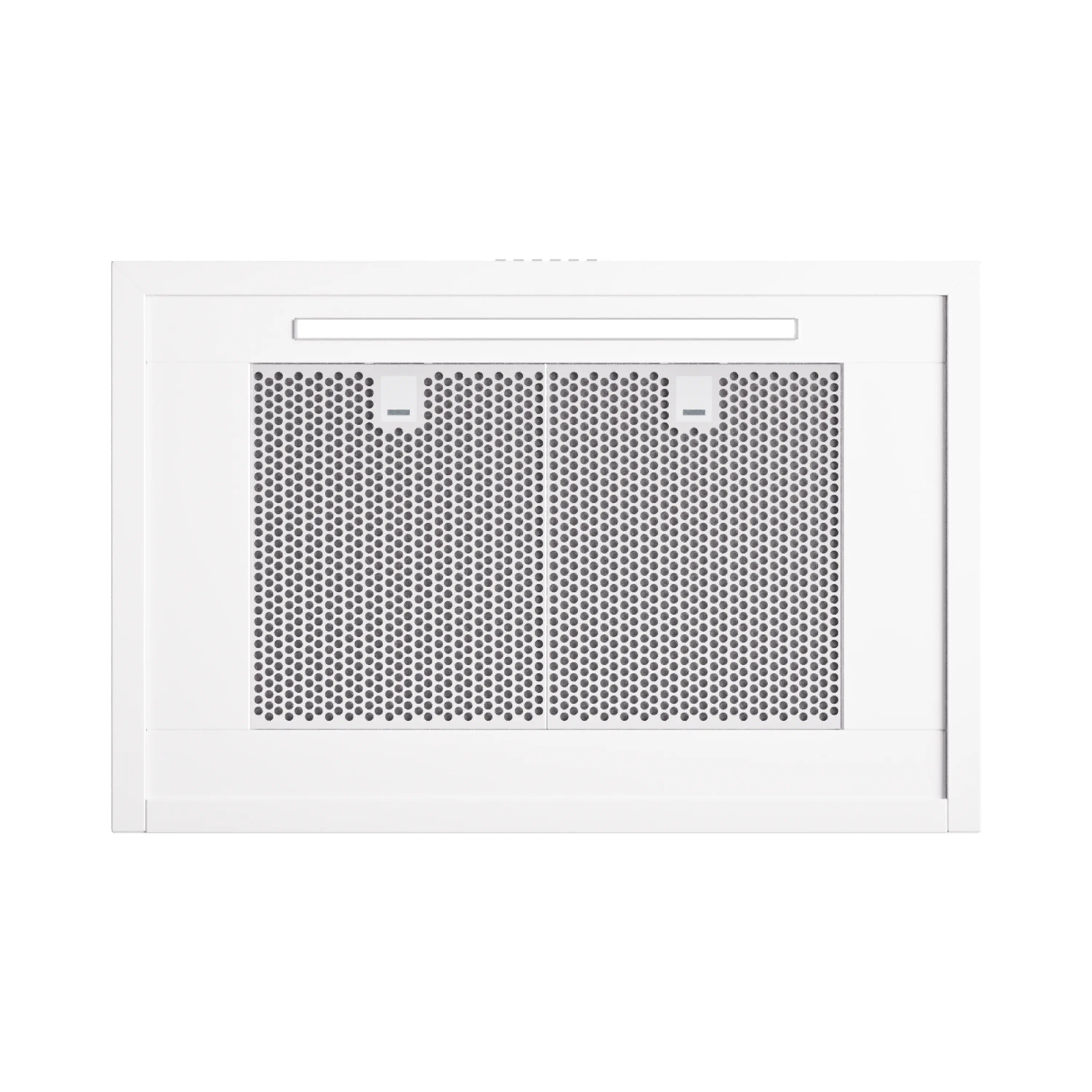 White range hood front grille with perforated metal filter panels
