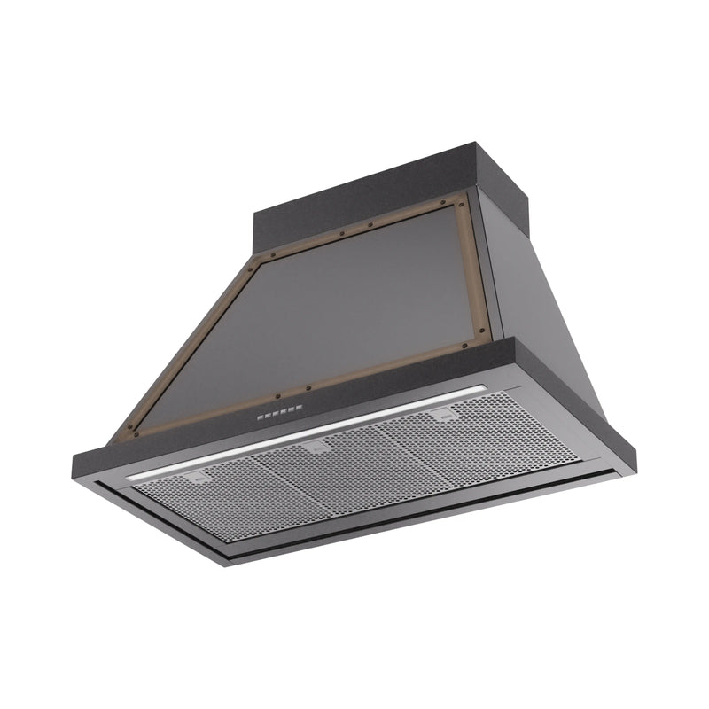 ILVE Nostalgie II 36-Inch 600 CFM Wall Mounted Range Hood in Glossy Black with Bronze Trim (UANB36BKB)