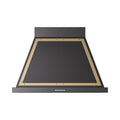 ILVE Nostalgie II 36-Inch 600 CFM Wall Mounted Range Hood in Glossy Black with Brass Trim (UANB36BKG)