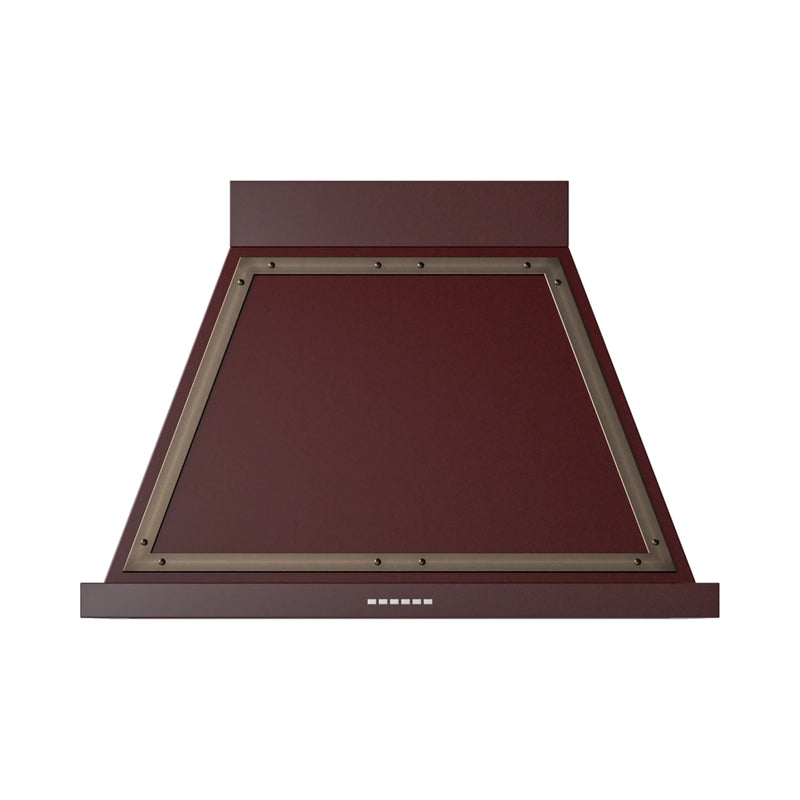 ILVE Nostalgie II 36-Inch 600 CFM Wall Mounted Range Hood in Burgundy with Bronze Trim (UANB36BUB)