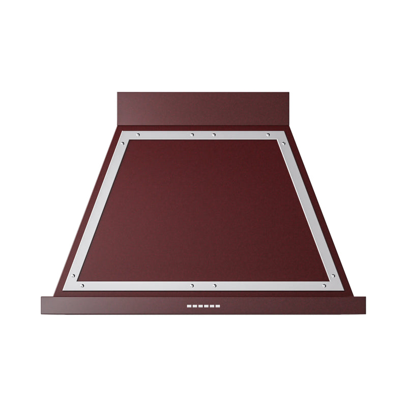 ILVE Nostalgie II 36-Inch 600 CFM Wall Mounted Range Hood in Burgundy with Chrome Trim (UANB36BUC)