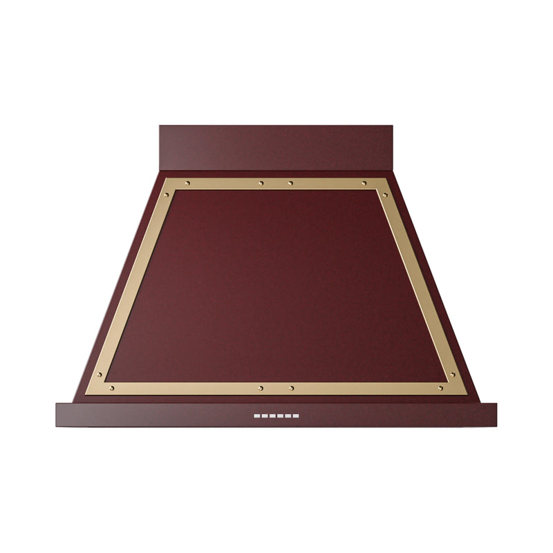 ILVE Nostalgie II 36-Inch 600 CFM Wall Mounted Range Hood in Burgundy with Brass Trim (UANB36BUG)