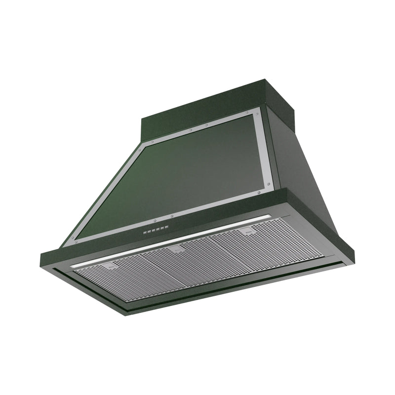 ILVE Nostalgie II 36-Inch 600 CFM Wall Mounted Range Hood in Emerald Green with Chrome Trim (UANB36EGC)