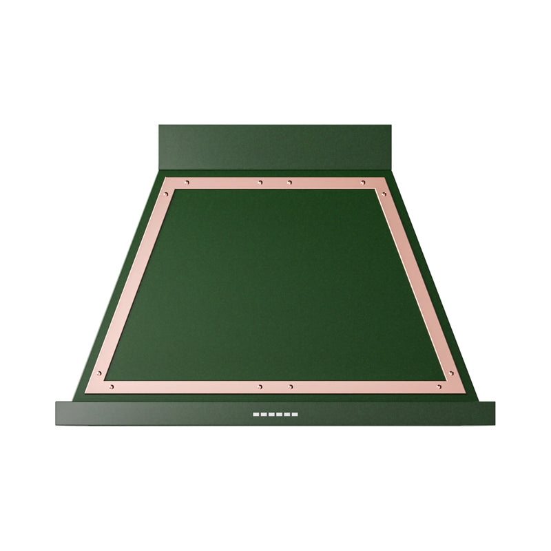 ILVE Nostalgie II 36-Inch 600 CFM Wall Mounted Range Hood in Emerald Green with Copper Trim (UANB36EGP)