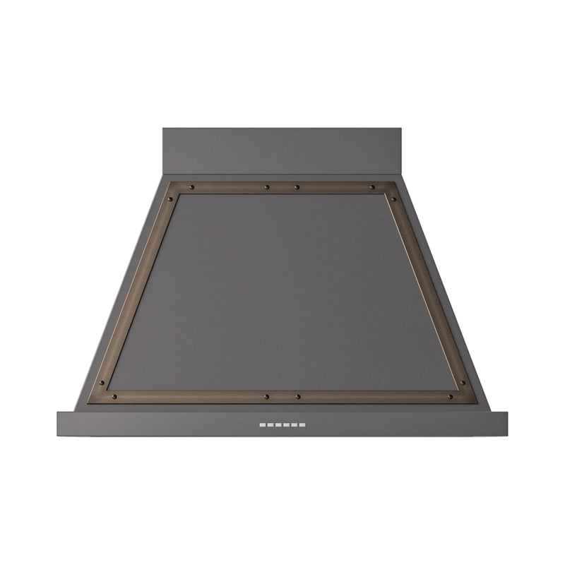 ILVE Nostalgie II 36-Inch 600 CFM Wall Mounted Range Hood in Graphite Matte with Bronze Trim (UANB36MGB)