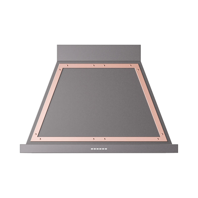 ILVE Nostalgie II 36-Inch 600 CFM Wall Mounted Range Hood in Graphite Matte with Copper Trim (UANB36MGP)