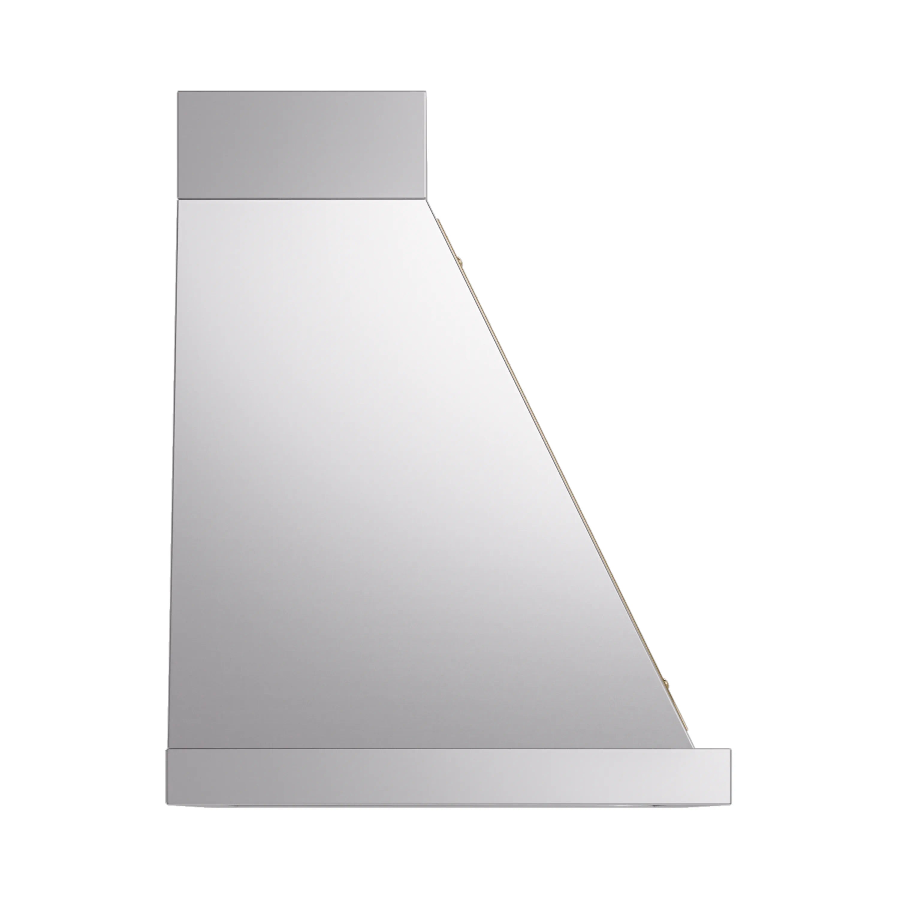 Wall-mounted stainless steel range hood with angled chimney panel