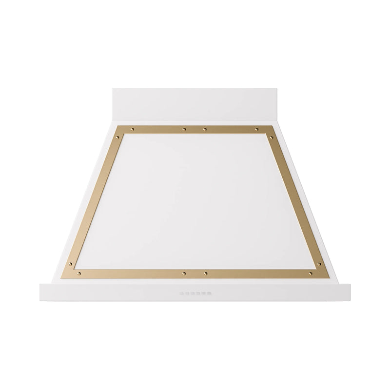 ILVE Nostalgie II 36-Inch 600 CFM Wall Mounted Range Hood in White with Brass Trim (UANB36WHG)