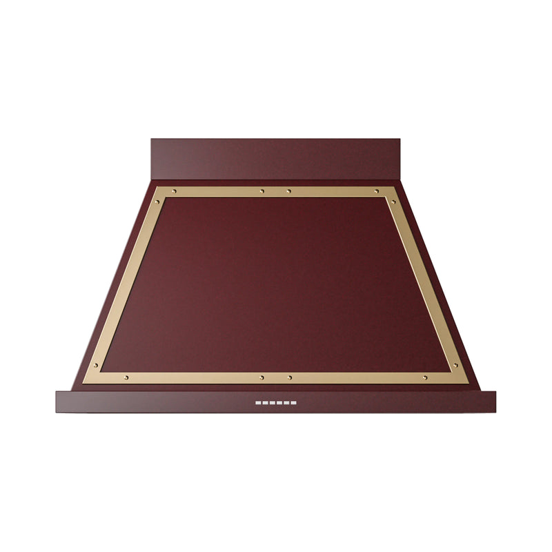 ILVE Nostalgie II 40-Inch 600 CFM Wall Mounted Range Hood in Burgundy with Brass Trim (UANB40BUG)