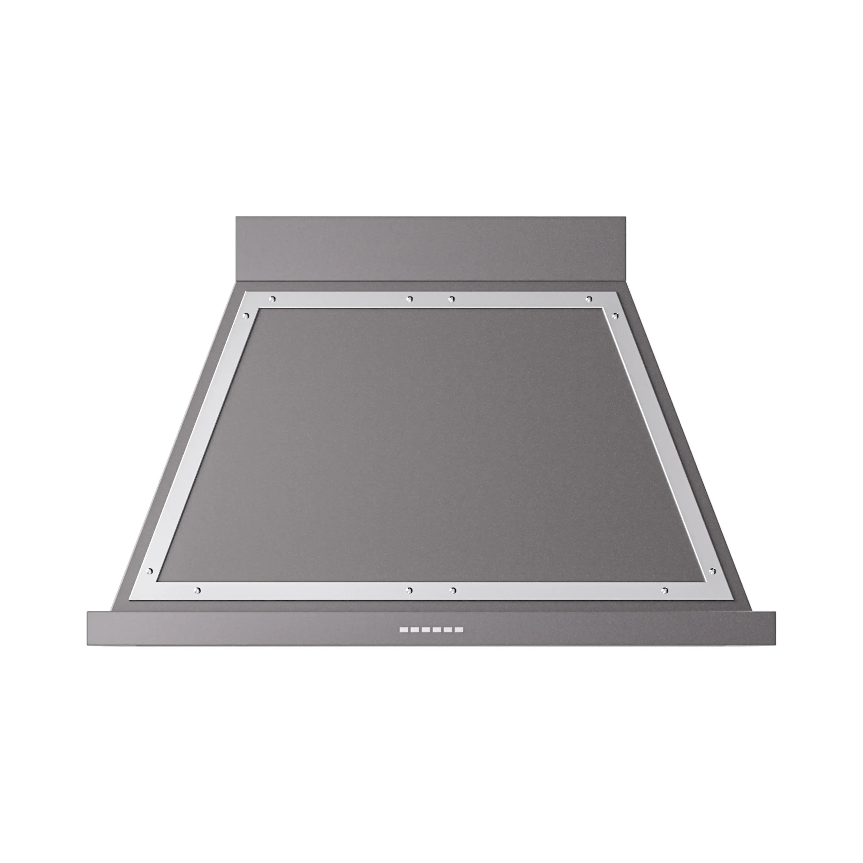 Wall-mounted range hood, graphite matte with chrome trim and mesh filter opening