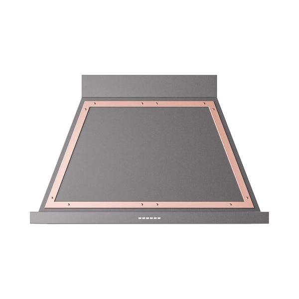 ILVE Nostalgie II 40-Inch 600 CFM Wall Mounted Range Hood in Graphite Matte with Copper Trim (UANB40MGP)