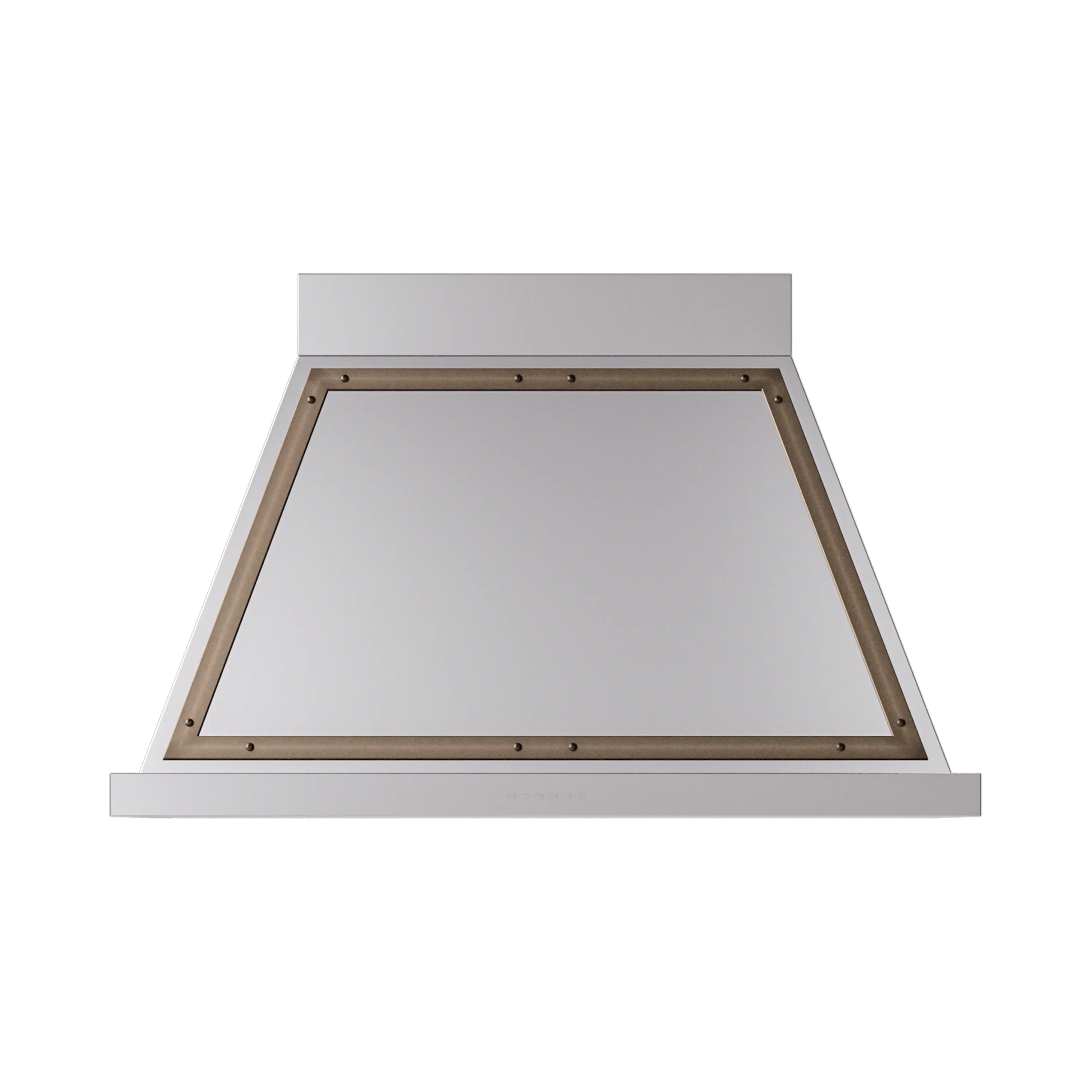 40 in stainless steel wall range hood with bronze-trimmed frame opening.