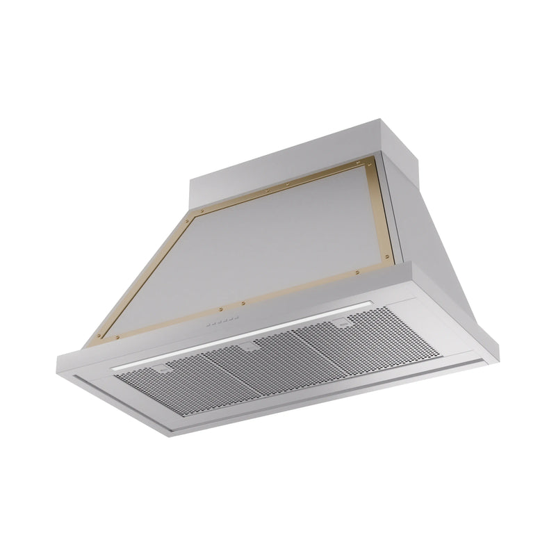 ILVE Nostalgie II 40-Inch 600 CFM Wall Mounted Range Hood in Stainless Steel with Brass Trim (UANB40SSG)