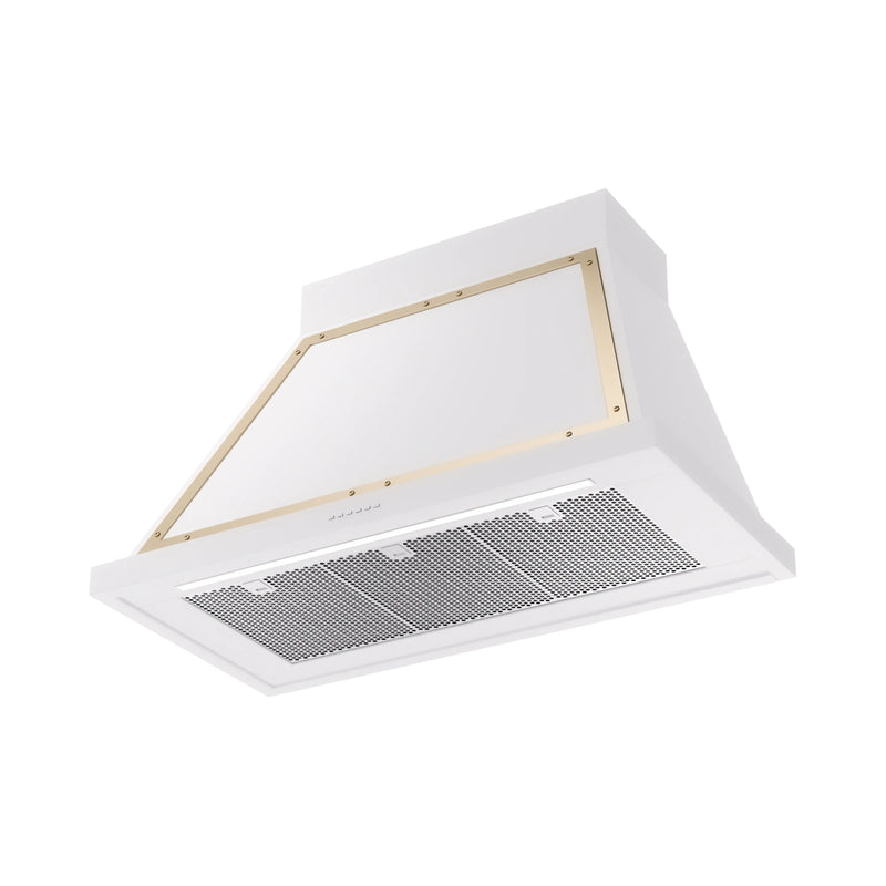 ILVE Nostalgie II 40-Inch 600 CFM Wall Mounted Range Hood in White with Brass Trim (UANB40WHG)