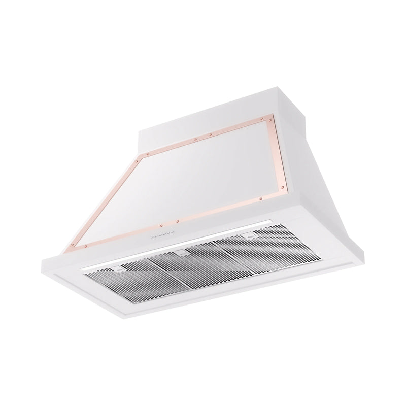 ILVE Nostalgie II 40-Inch 600 CFM Wall Mounted Range Hood in White with Copper Trim (UANB40WHP)