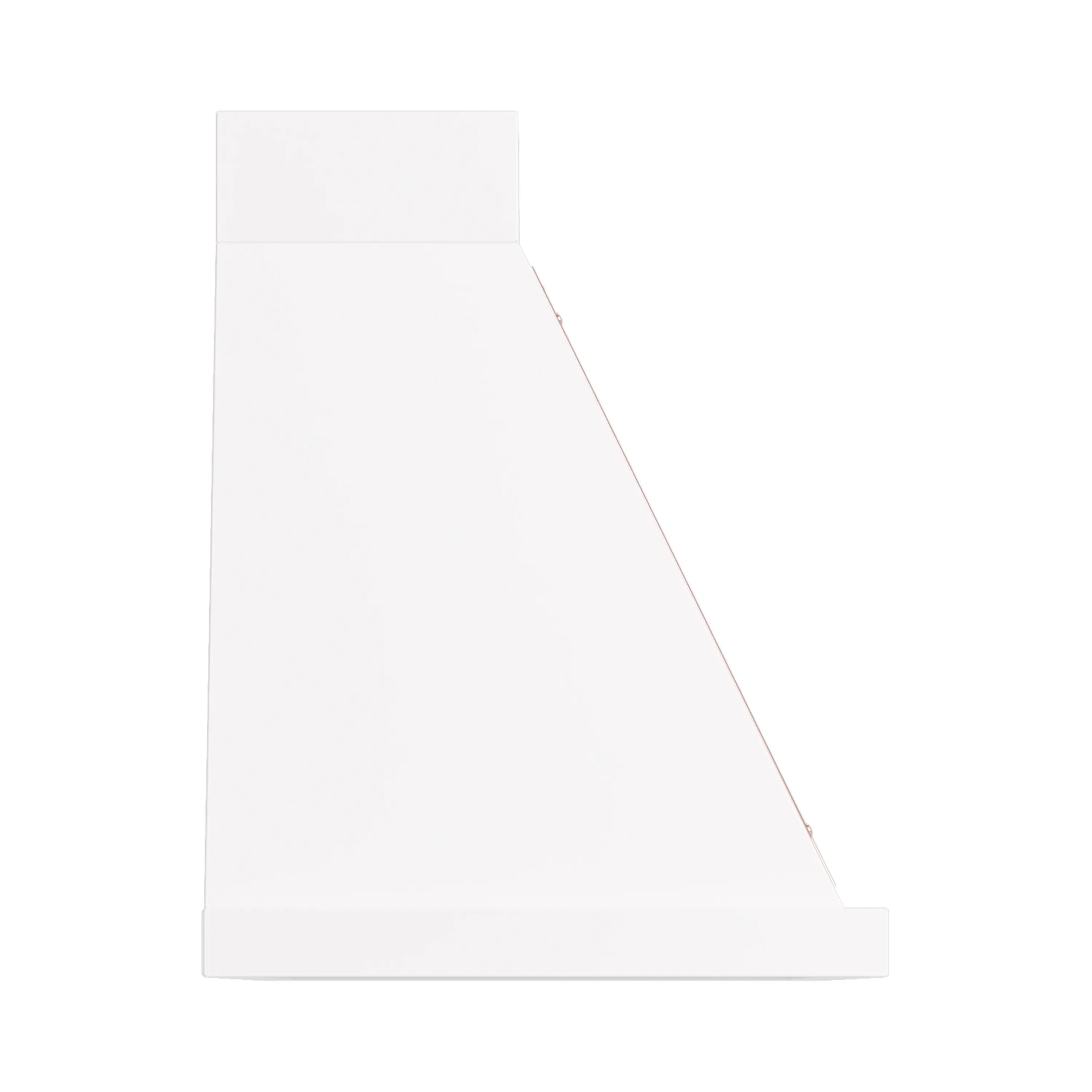 White wall-mounted range hood chimney with angled side panel