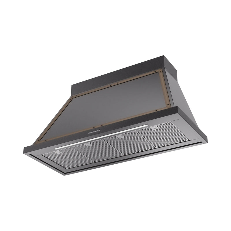 ILVE Nostalgie II 48-Inch 600 CFM Wall Mounted Range Hood in Glossy Black with Bronze Trim (UANB48BKB)