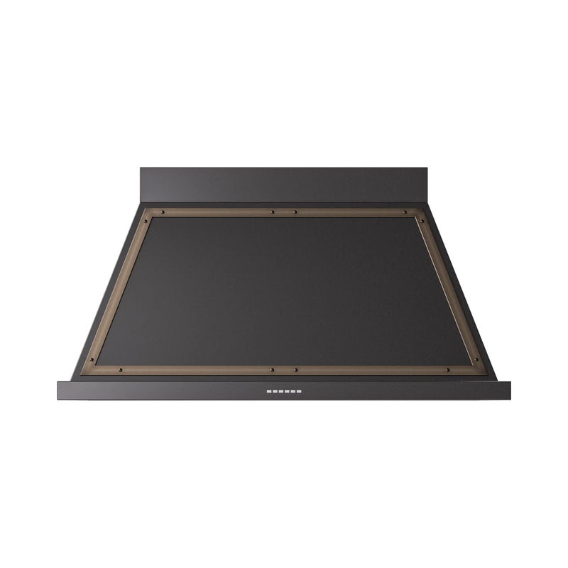 ILVE Nostalgie II 48-Inch 600 CFM Wall Mounted Range Hood in Glossy Black with Bronze Trim (UANB48BKB)