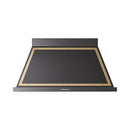 ILVE Nostalgie II 48-Inch 600 CFM Wall Mounted Range Hood in Glossy Black with Brass Trim (UANB48BKG)