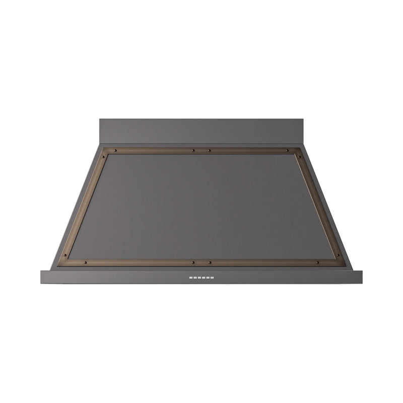 ILVE Nostalgie II 48-Inch 600 CFM Wall Mounted Range Hood in Graphite Matte with Bronze Trim (UANB48MGB)