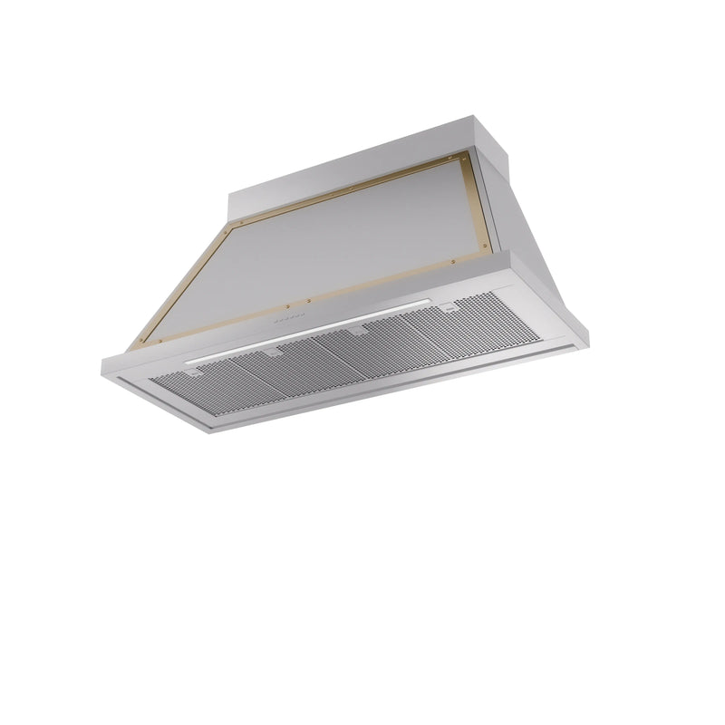 ILVE Nostalgie II 48-Inch 600 CFM Wall Mounted Range Hood in Stainless Steel with Brass Trim (UANB48SSG)