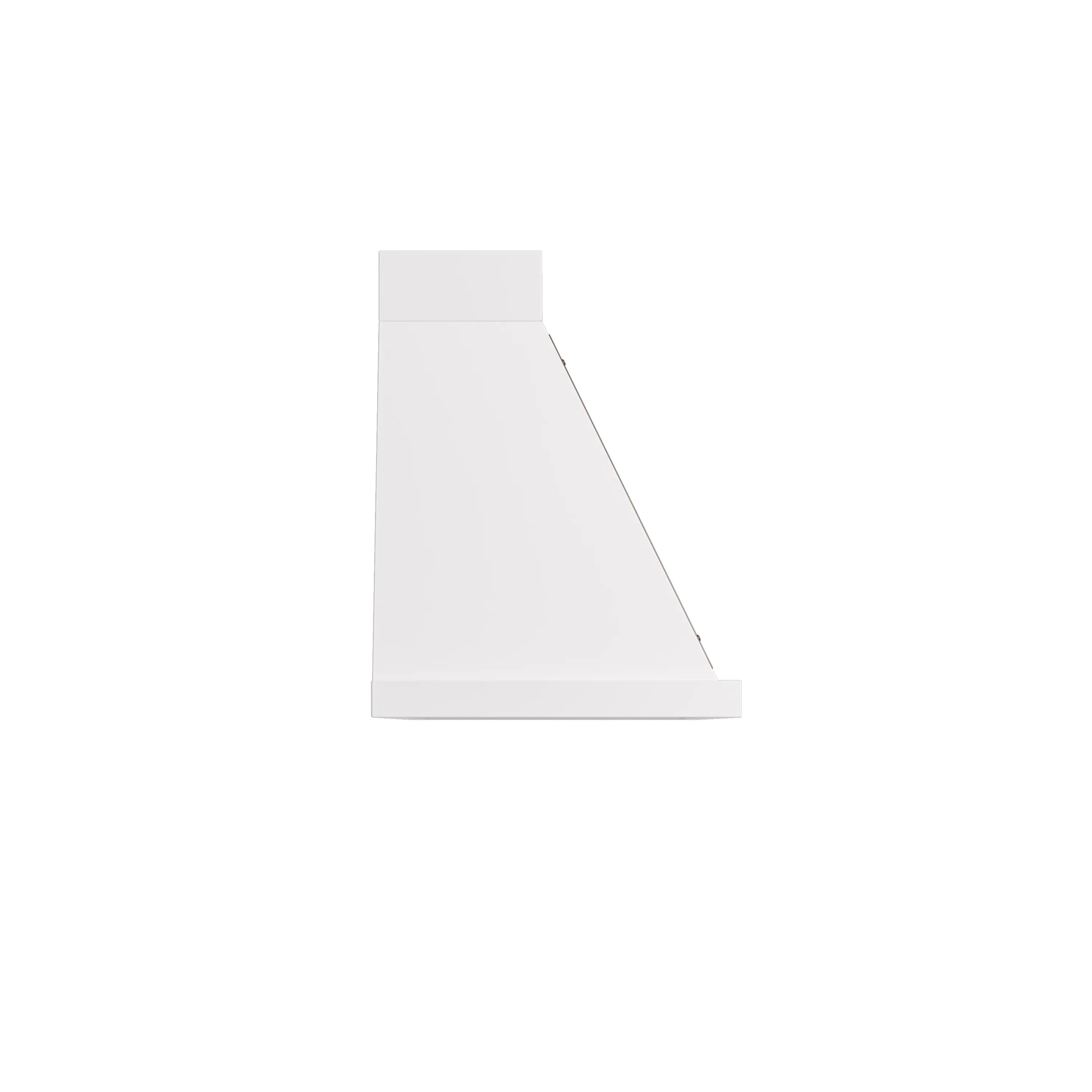 White wall-mounted range hood with tall chimney body